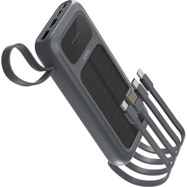 Spello-ForcePack-5in1-10000mAh-solarni-powerbanka-se-4-integrovanami-kabely-SP15-seda