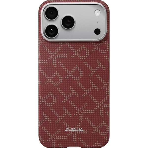 Pitaka-Ultra-Slim-Case-MagSafe-kryt-iPhone-17-Pro-Monogram-Gold-Red