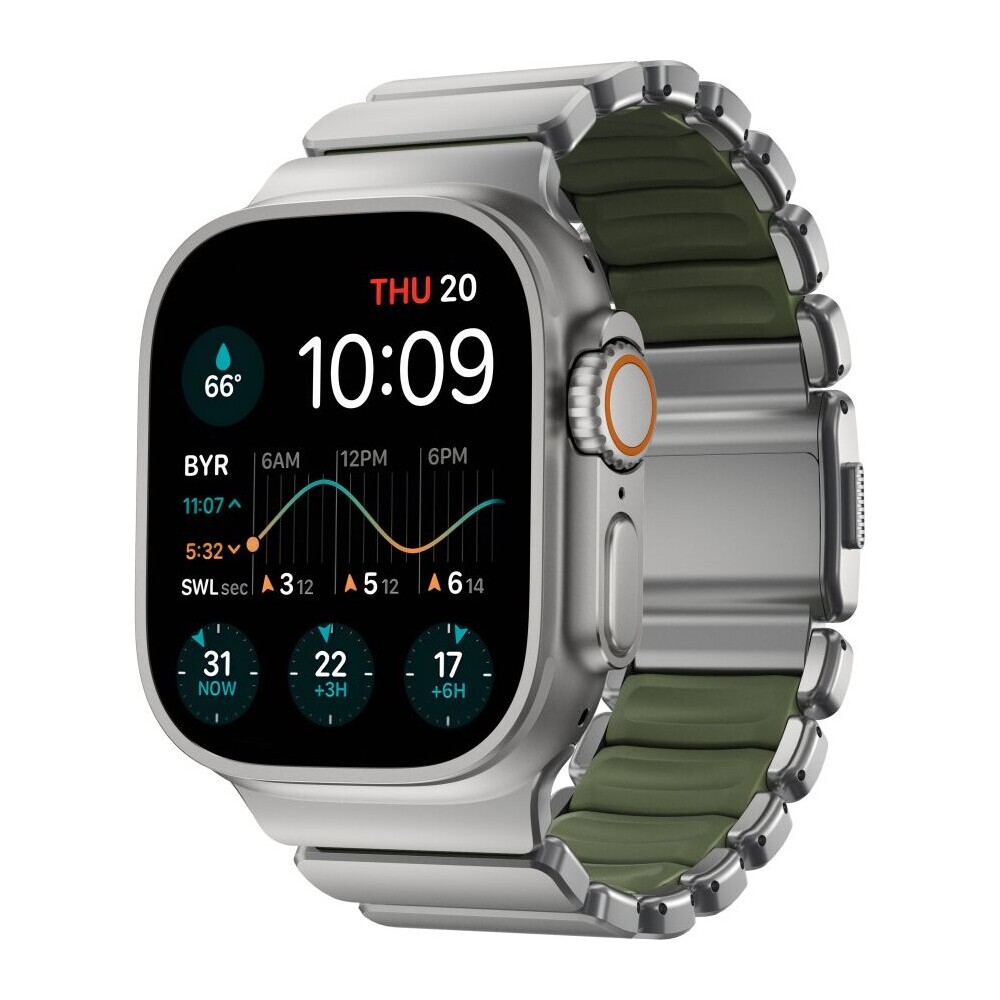 Nomad-Stratos-Band-FKM-reminek-Apple-Watch-45-46-49mm-Natural-Titanium-Forest-Green