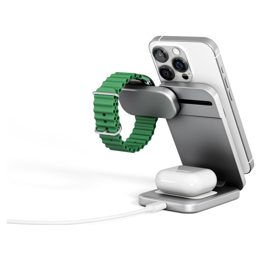 Spello-ForceBase-Qi2-25W-3in1-Fold-MagSafe-nabijeci-stojanek-stribrny
