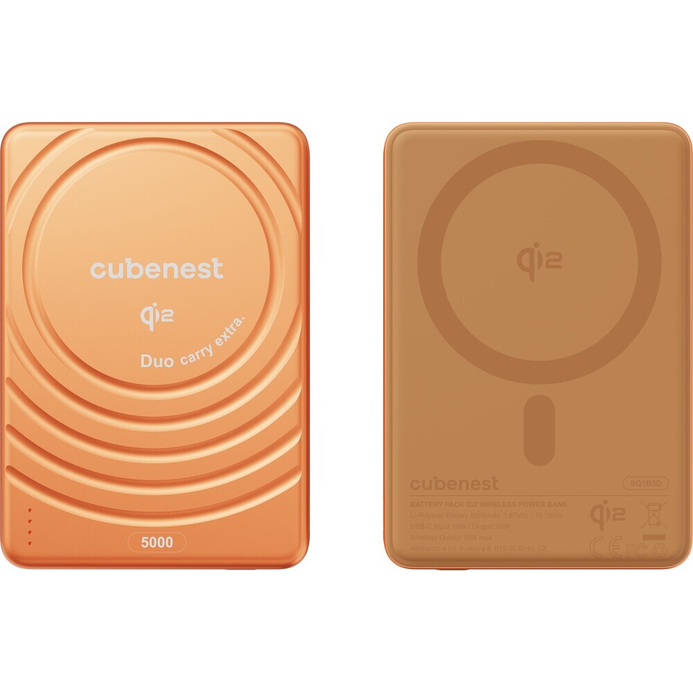 CubeNest-SQ1B3D-SlimDual-Qi2-MagSafe-powerbanka-5000-mAh-oranzova