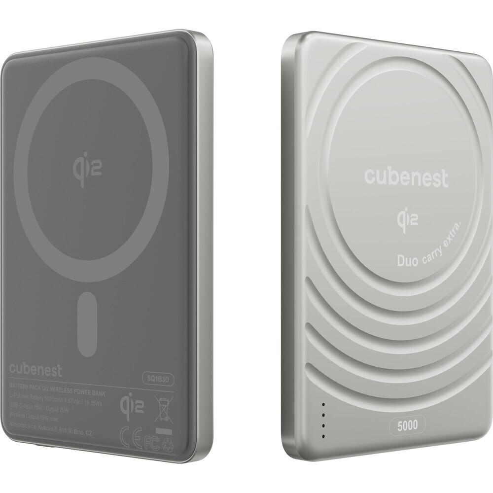 CubeNest-SQ1B3D-SlimDual-Qi2-MagSafe-powerbanka-5000-mAh-stribrna