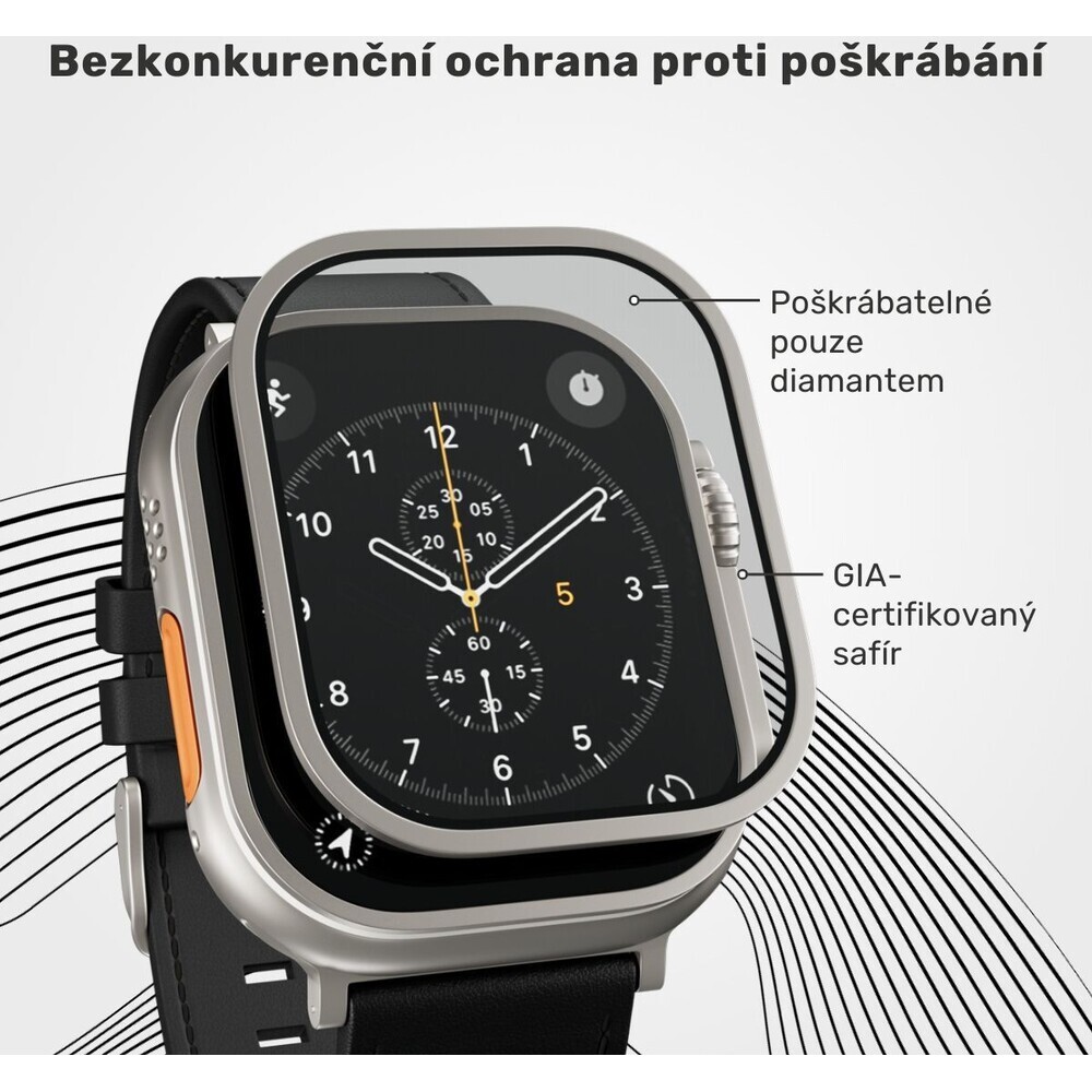 UNUM-by-Epico-SapphireShield-Watch-Protector-safirove-sklo-pro-Apple-Watch-Ultra-49mm-stribrne
