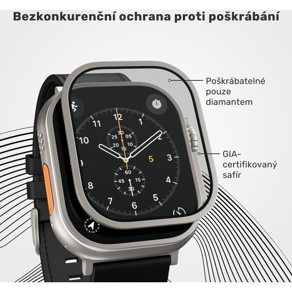 UNUM-by-Epico-SapphireShield-Watch-Protector-safirove-sklo-pro-Apple-Watch-Ultra-49mm-stribrne