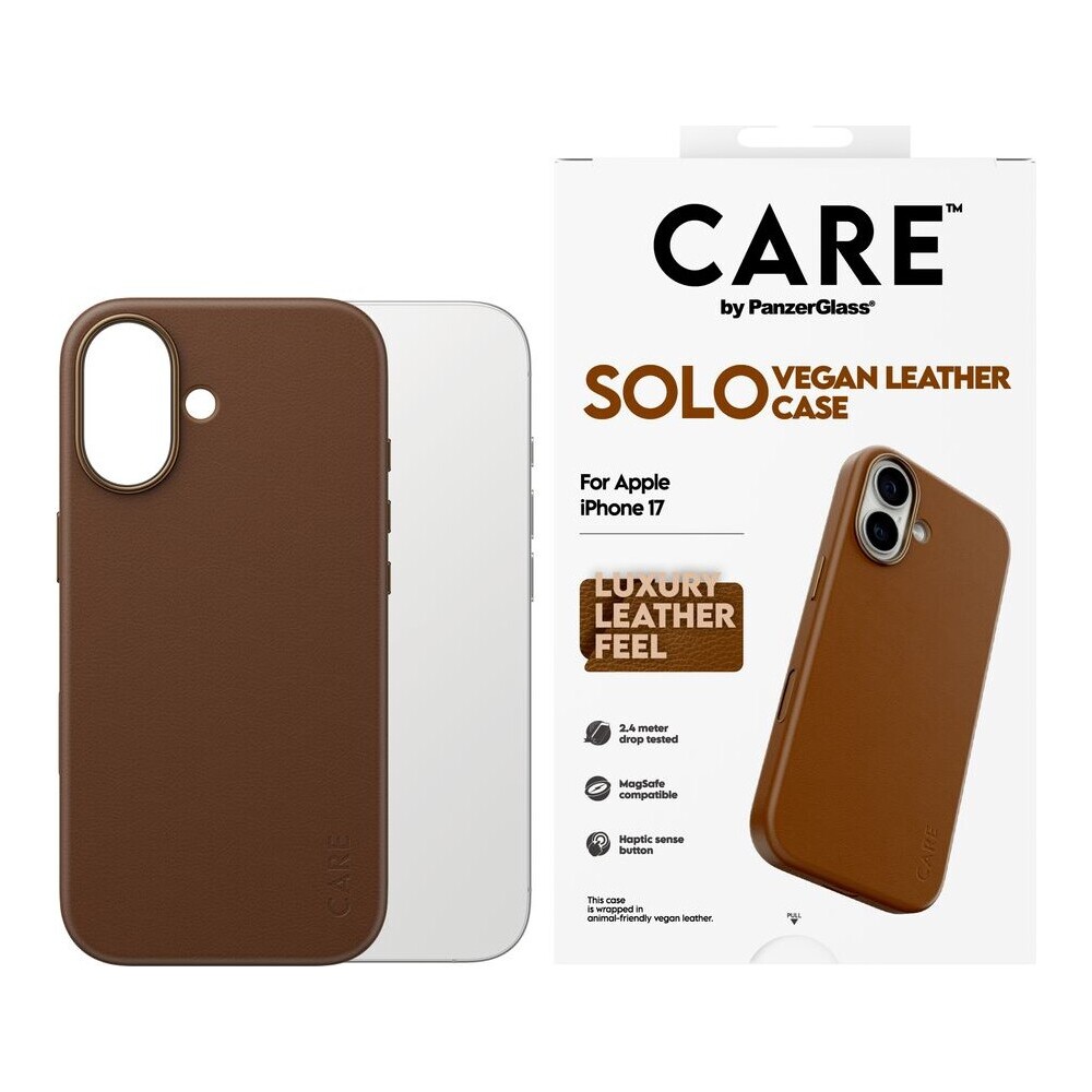 PanzerGlass-CARE-SOLO-MagSafe-kryt-z-veganske-kuze-iPhone-17e-16e-hnedy