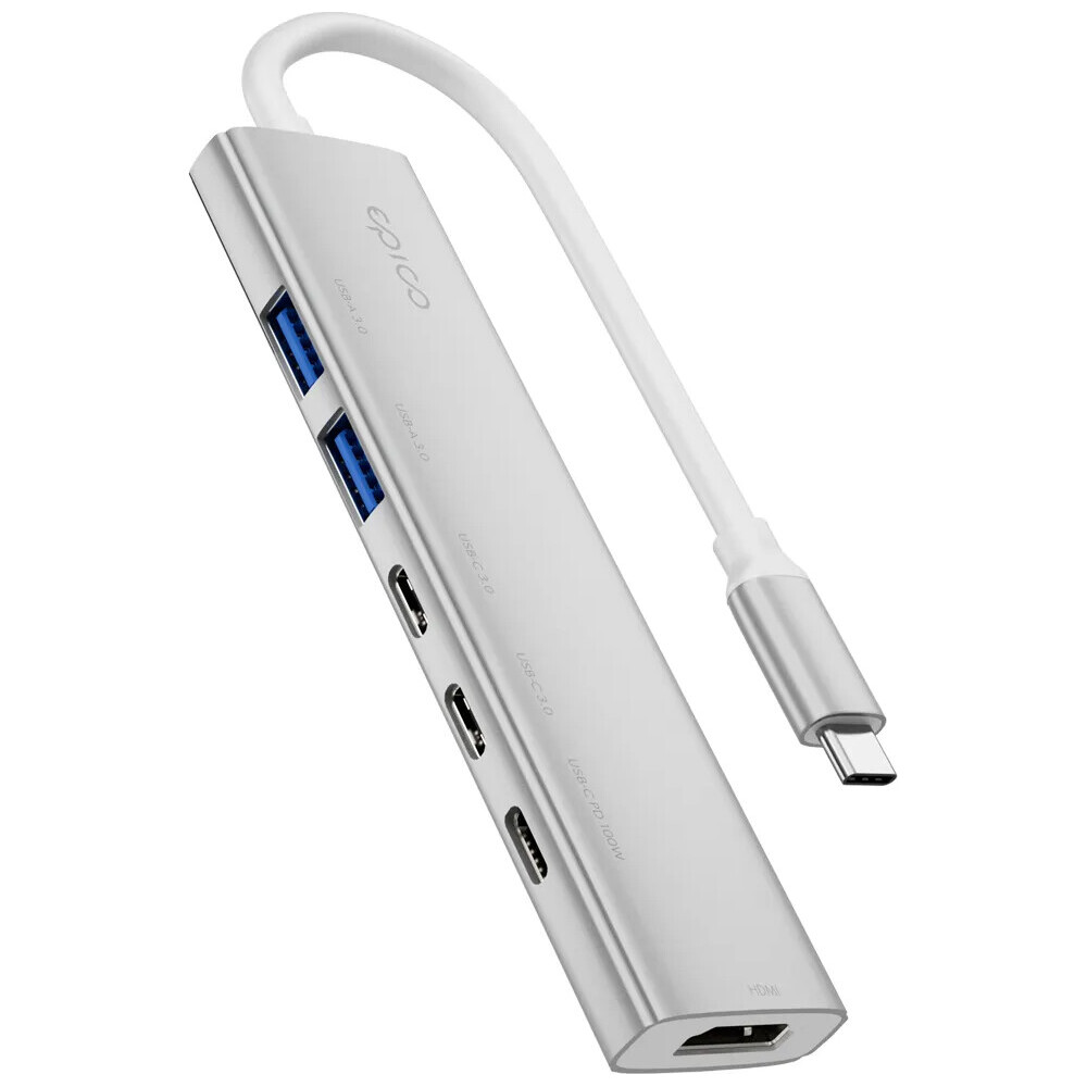 Epico-UltraHub-6in1-Slim-Alu-USB-C-Hub-EH20-stribrny