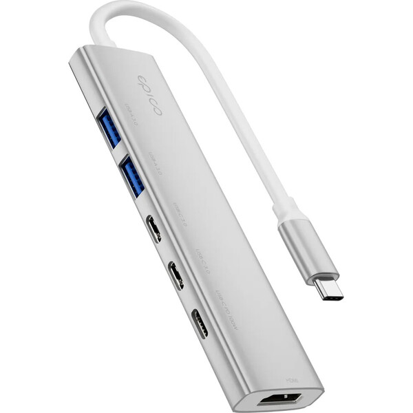 Epico-UltraHub-6in1-Slim-Alu-USB-C-Hub-EH20-stribrny
