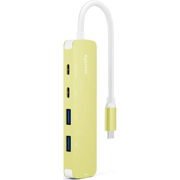 Epico-UltraHub-5in1-Slim-Alu-USB-C-Hub-EH15-citrusove-zluty
