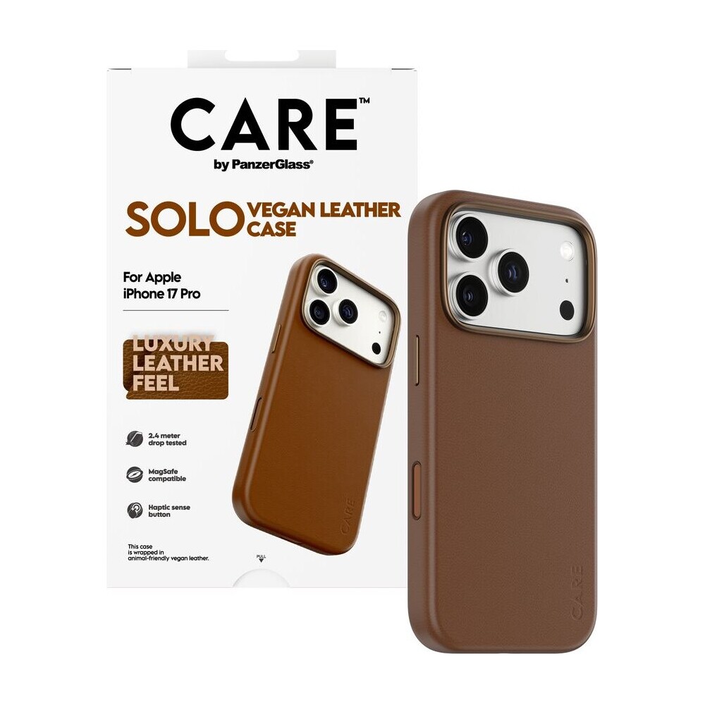 PanzerGlass-CARE-SOLO-MagSafe-kryt-z-veganske-kuze-iPhone-17-Pro-hnedy