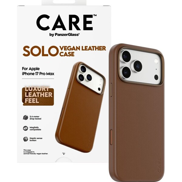 PanzerGlass-CARE-SOLO-MagSafe-kryt-z-veganske-kuze-iPhone-17-Pro-Max-hnedy