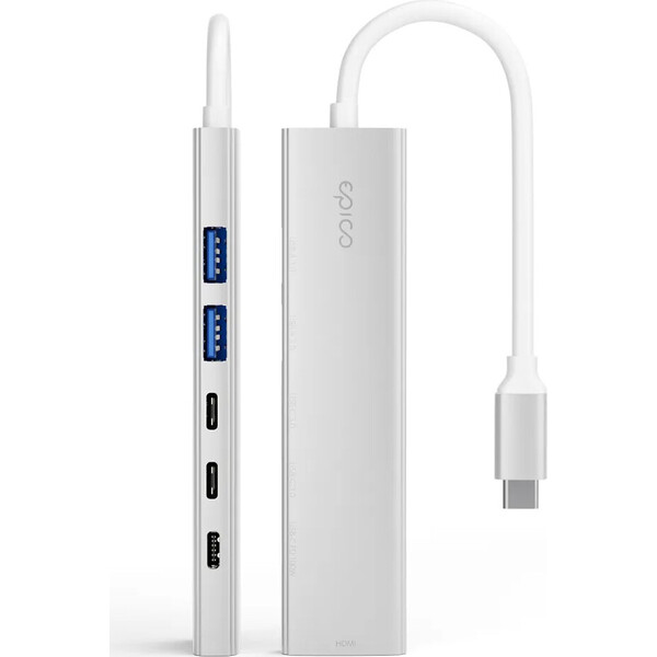 Epico-UltraHub-6in1-Slim-Alu-USB-C-Hub-EH20-stribrny