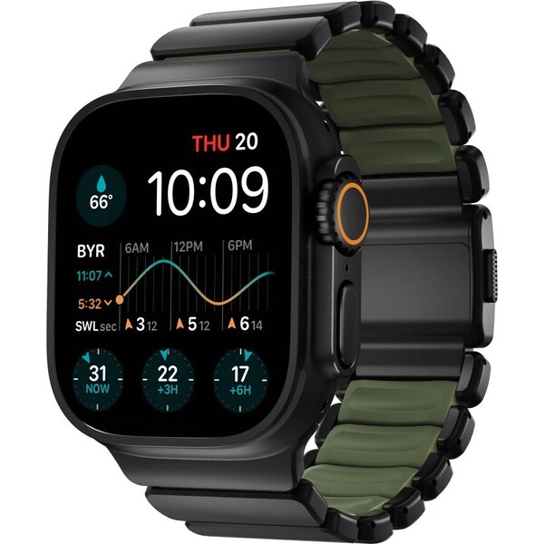 Nomad-Stratos-Band-FKM-reminek-Apple-Watch-45-46-49mm-Black-Titanium-Forest-Green