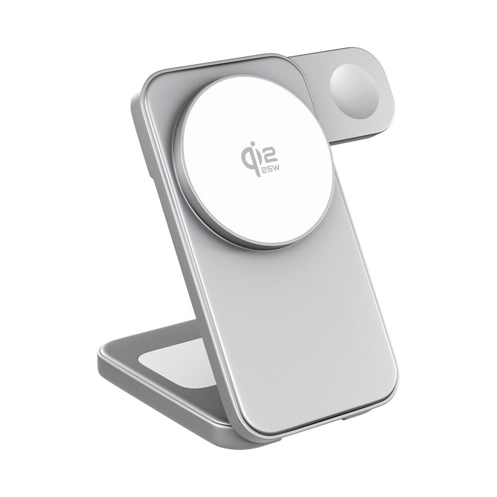 Spello-ForceBase-Qi2-25W-3in1-Fold-MagSafe-nabijeci-stojanek-stribrny
