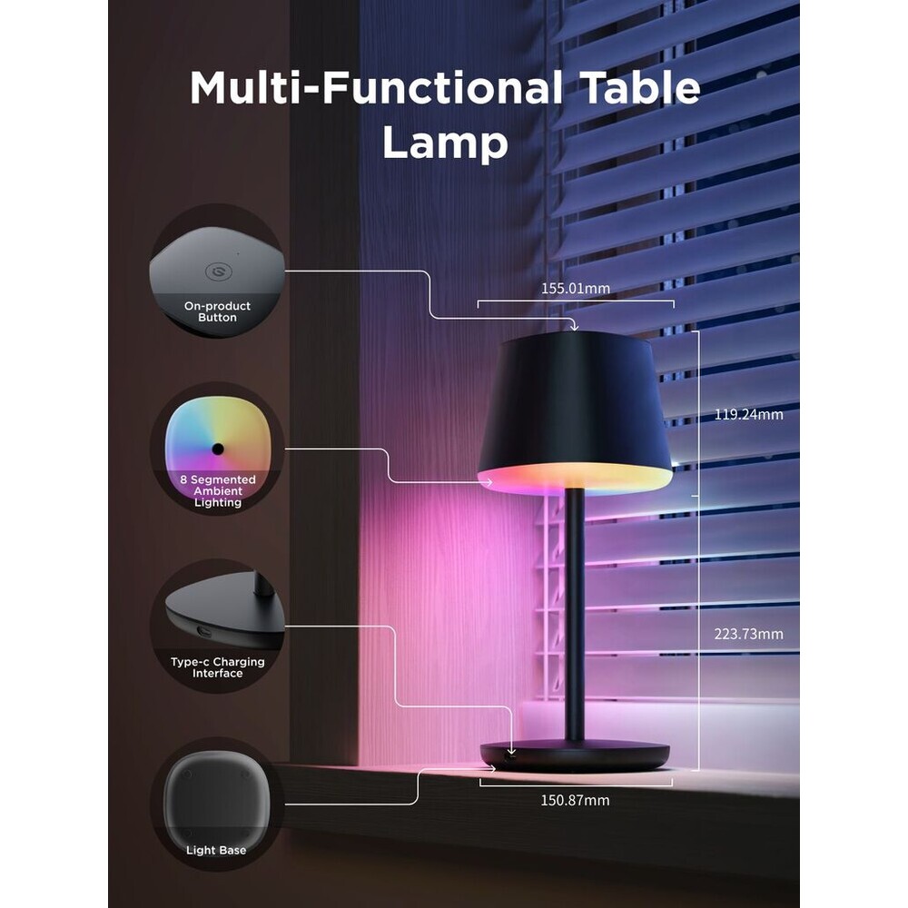 Govee-Table-Lamp-Classic-S-RGBICWW-stolni-lampa-Matter-cerna