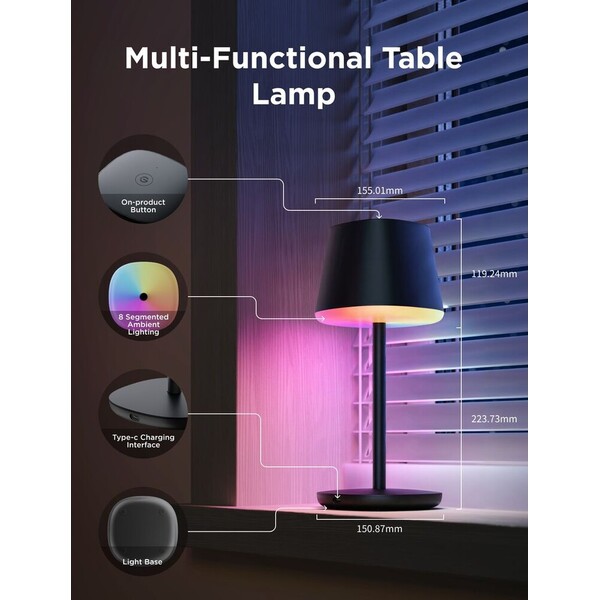Govee-Table-Lamp-Classic-S-RGBICWW-stolni-lampa-Matter-cerna