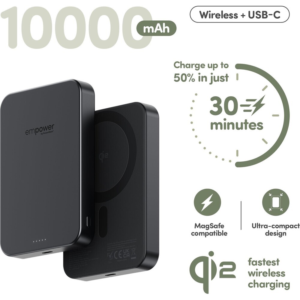 PanzerGlass-empower-bezdratova-Qi2-powerbanka-10000-mAh-MagSafe-cerna