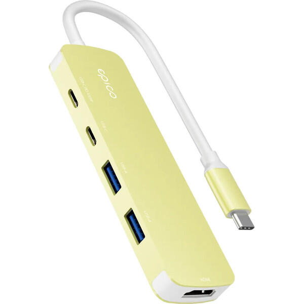 Epico-UltraHub-5in1-Slim-Alu-USB-C-Hub-EH15-citrusove-zluty
