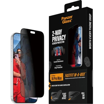 PanzerGlass Privacy sklo Apple iPhone 18 Pro Max s bezprašným instalačním boxem