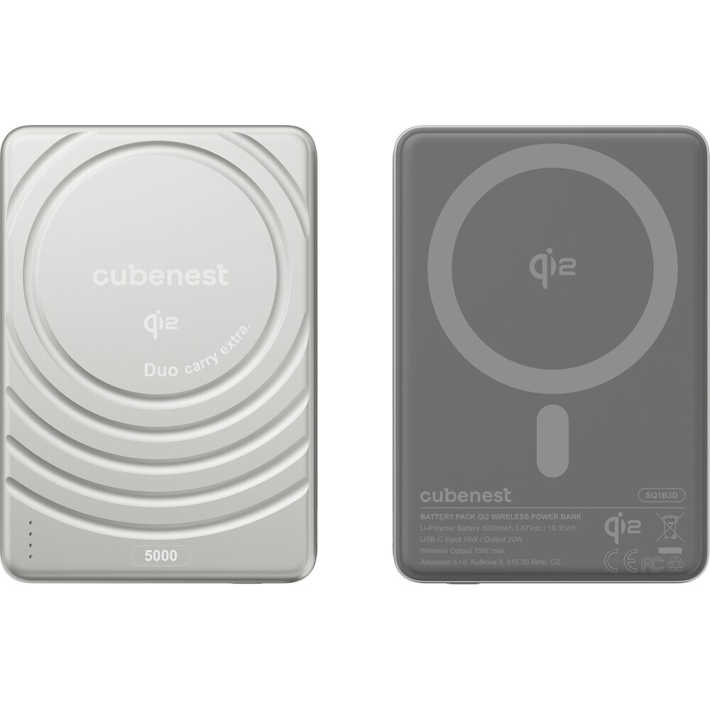 CubeNest-SQ1B3D-SlimDual-Qi2-MagSafe-powerbanka-5000-mAh-stribrna