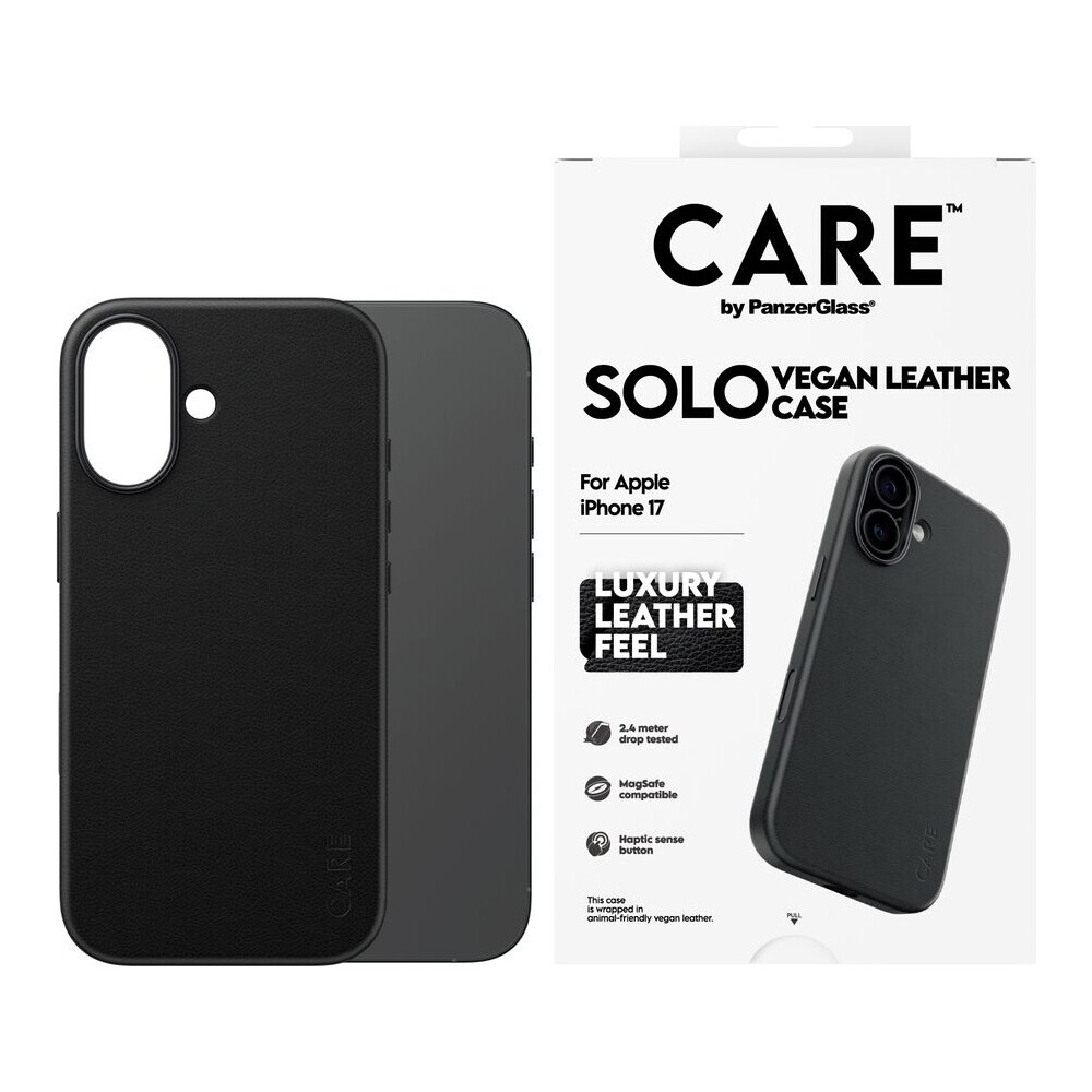 PanzerGlass-CARE-SOLO-MagSafe-kryt-z-veganske-kuze-iPhone-17-cerny