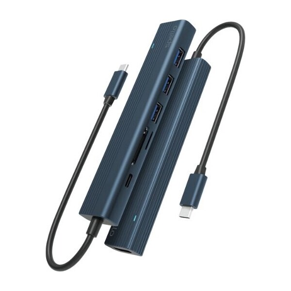 Spello-USB-C-Hub-Slim-7v1-100W-USB-C-PD-3-USB-A-HDMI-slot-na-SD-TF-kartu-temne-inkoustovy