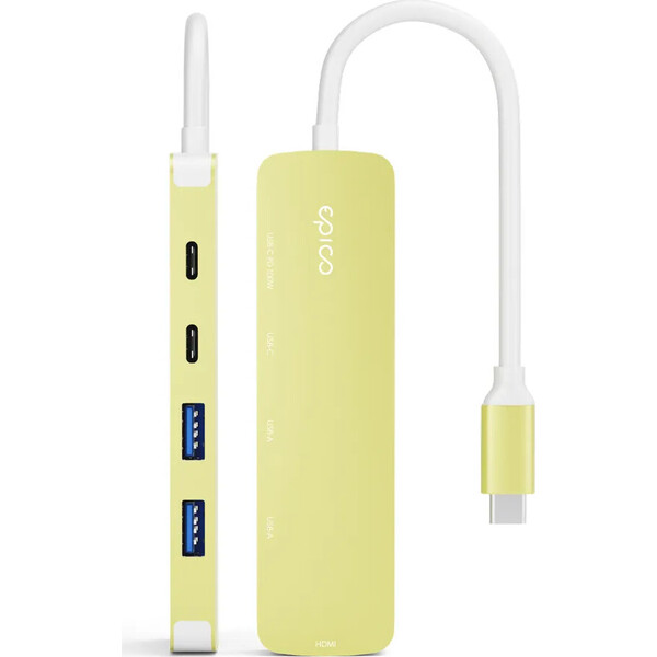Epico-UltraHub-5in1-Slim-Alu-USB-C-Hub-EH15-citrusove-zluty