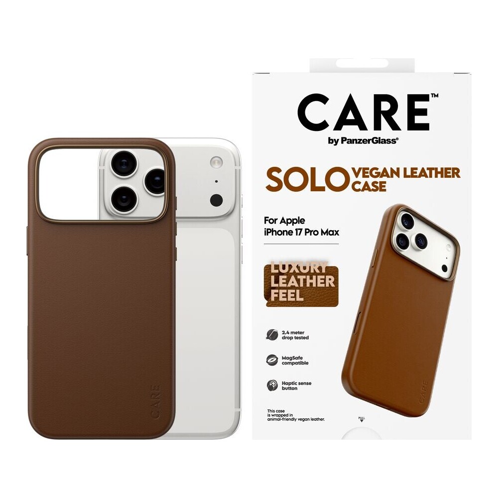 PanzerGlass-CARE-SOLO-MagSafe-kryt-z-veganske-kuze-iPhone-17-Pro-Max-hnedy
