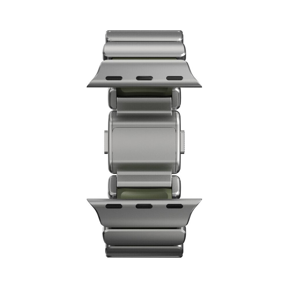 Nomad-Stratos-Band-FKM-reminek-Apple-Watch-45-46-49mm-Natural-Titanium-Forest-Green