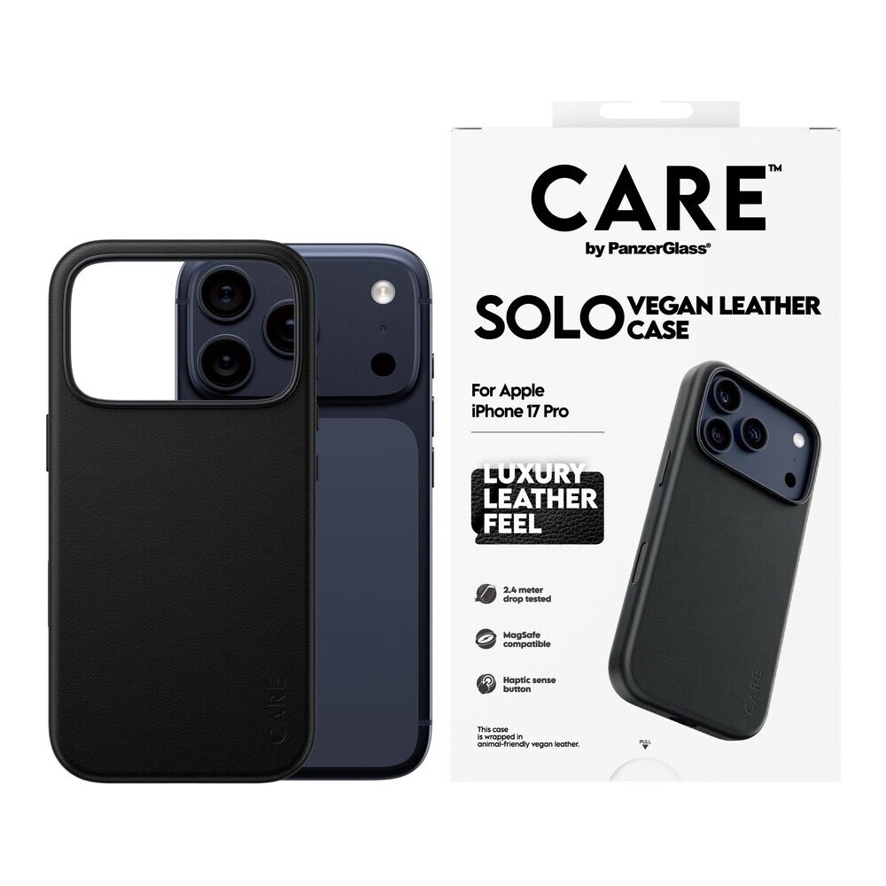 PanzerGlass-CARE-SOLO-MagSafe-kryt-z-veganske-kuze-iPhone-17-Pro-cerny