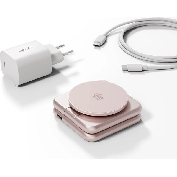 Epico-UltraBase-Qi2-MagSafe-25W-3v1-Fold-kovovy-Mag-bezdratovy-nabijeci-stojanek-ruzovy