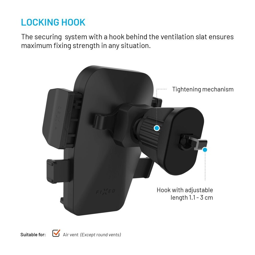 FIXED-Iconiq-Lock-univerzalni-drzak-do-auta-s-uchytem-do-ventilacni-mrizky-cerny