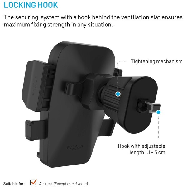 FIXED-Iconiq-Lock-univerzalni-drzak-do-auta-s-uchytem-do-ventilacni-mrizky-cerny