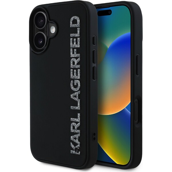Karl-Lagerfeld-3D-Rubber-Glitter-Logo-kryt-iPhone-16-cerny