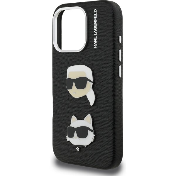 Karl-Lagerfeld-Grained-PU-K-CH-Heads-kryt-iPhone-16-Pro-Max-cerny