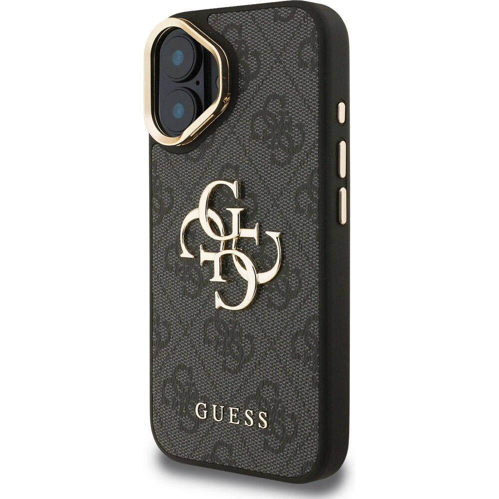 Guess-PU-4G-Metal-Logo-Stand-Camera-Frame-kryt-iPhone-16-cerny