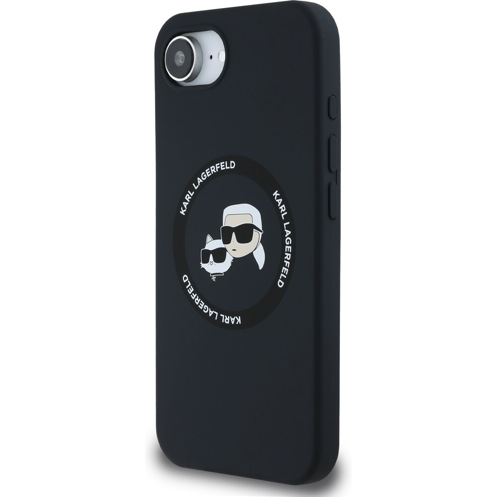 Karl-Lagerfeld-Liquid-Silicone-K-CH-Heads-MagSafe-kryt-iPhone-17e-16e-cerny