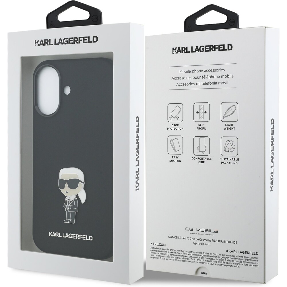 Karl-Lagerfeld-Liquid-Silicone-Metal-Ikonik-kryt-iPhone-17-cerny