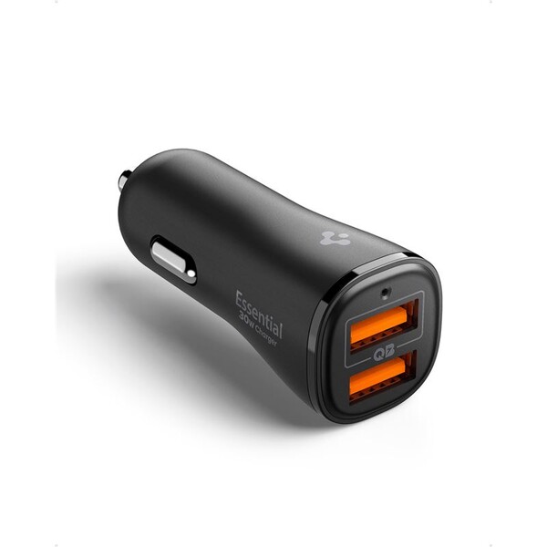 Spigen-Essential-30W-USB-A-nabijecka-do-auta-EV302-cerna