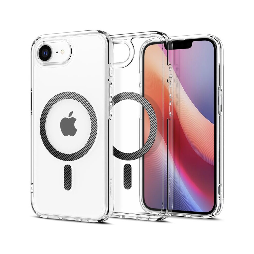 Spigen-Ultra-Hybrid-MagSafe-kryt-iPhone-17e-16e-clear-carbon-fiber