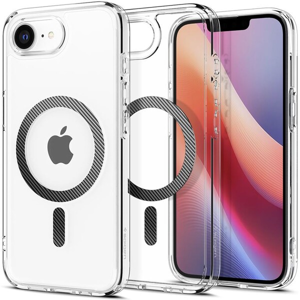 Spigen-Ultra-Hybrid-MagSafe-kryt-iPhone-17e-16e-clear-carbon-fiber