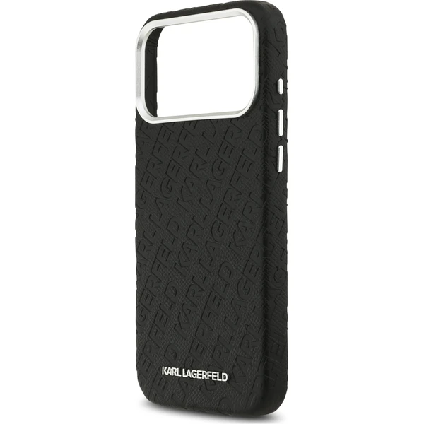 Karl-Lagerfeld-Grained-PU-Repeated-Logo-MagSafe-kryt-iPhone-17-Pro-Max-cerny