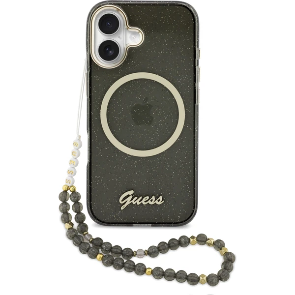 Guess-IML-Glitter-Script-Strap-MagSafe-kryt-iPhone-17-cerny