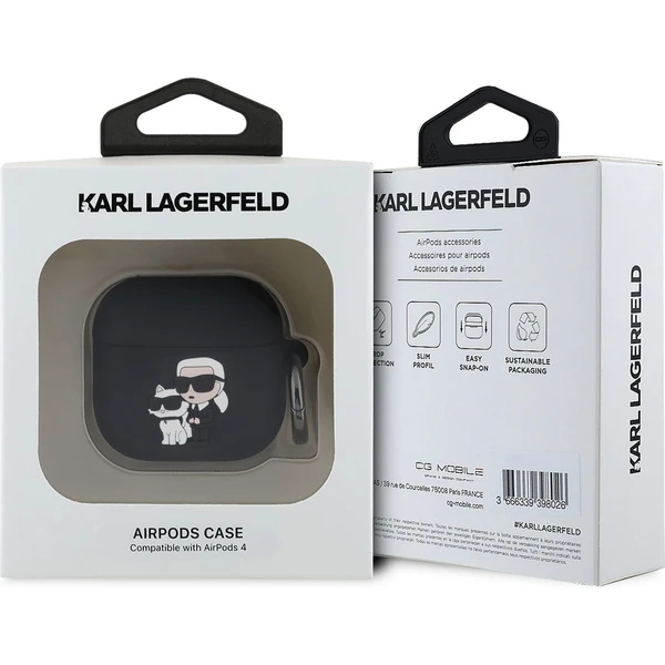 Karl Lagerfeld 3D Logo NFT Karl and Choupette silikonové pouzdro AirPods 4 černé - Pouzdra - Obrázek df74e7c44b8e40949ca7850fd9b29736