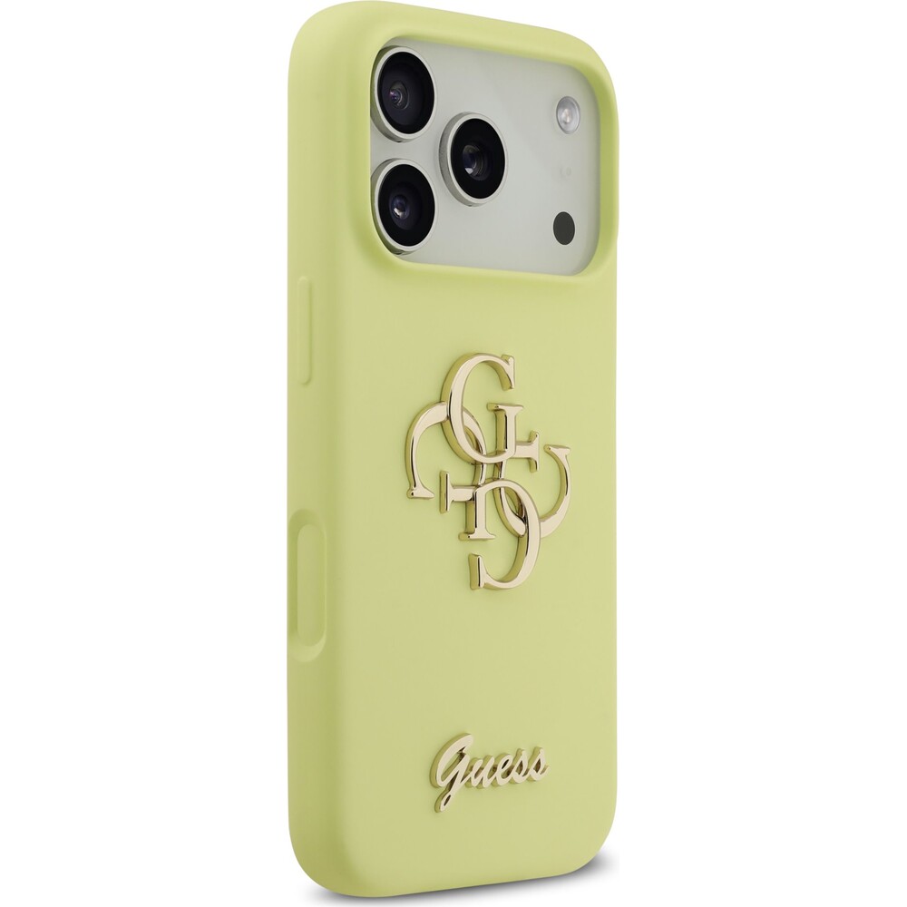 Guess-Liquid-Silicone-4G-Metal-Logo-kryt-iPhone-17-Pro-zluty