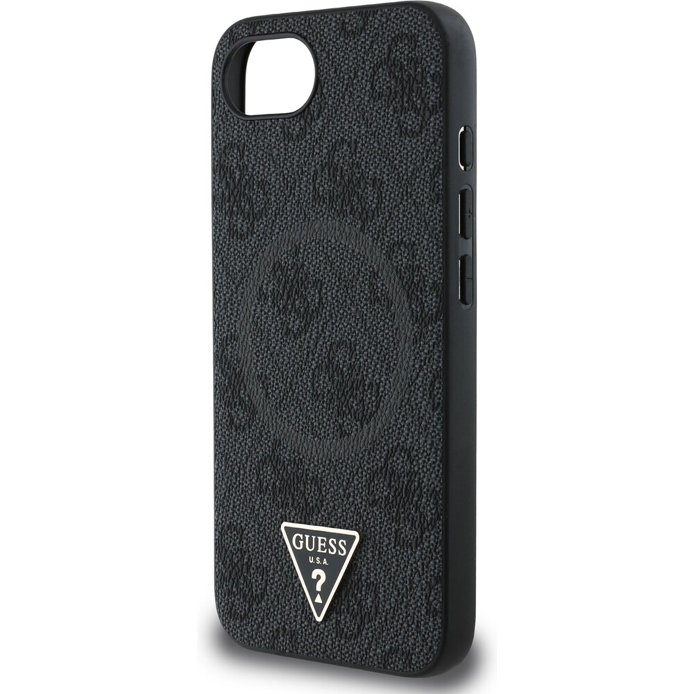 Guess-PU-4G-Strass-Triangle-Metal-Logo-kryt-iPhone-17e-16e-cerny