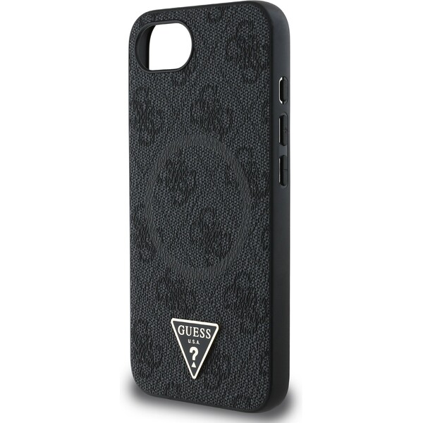 Guess-PU-4G-Strass-Triangle-Metal-Logo-kryt-iPhone-17e-16e-cerny