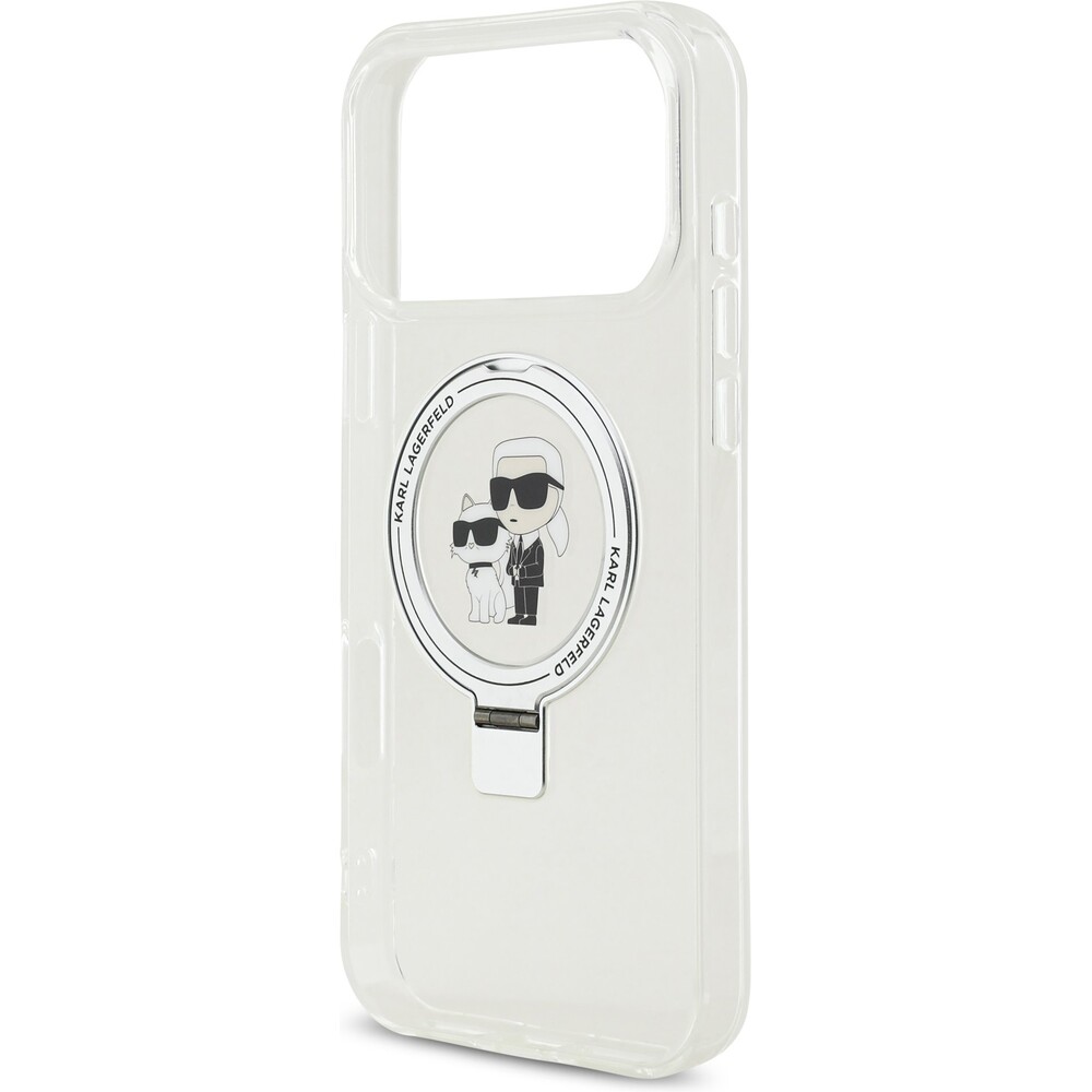 Karl-Lagerfeld-Ringstand-Karl-and-Choupette-MagSafe-kryt-iPhone-17-Pro-Max-bily