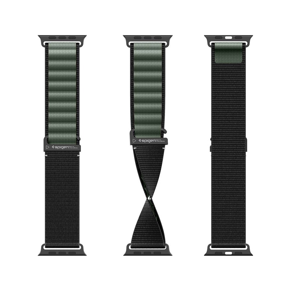 Spigen-Fabric-Band-hook-reminek-Apple-Watch-49-46-45-44mm-cerny-zeleny