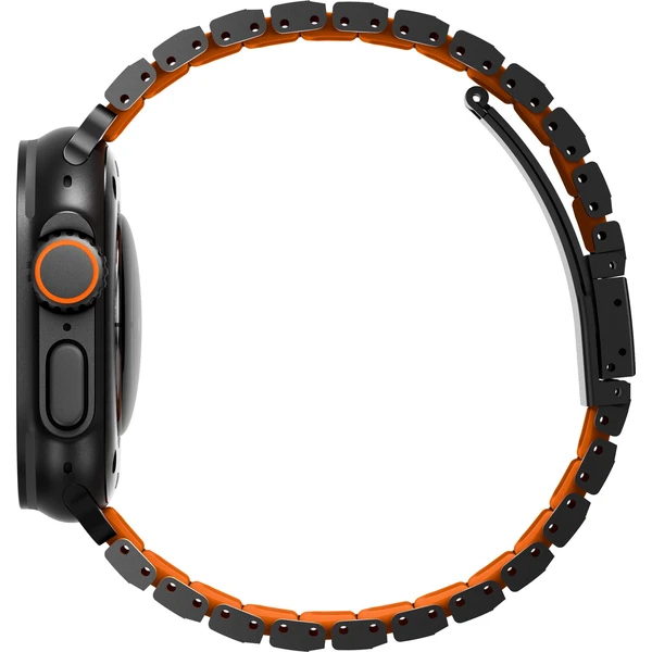 UNIQ-Strova-Flex-titanovy-reminek-pro-Apple-Watch-49-46-45-44mm-Titanium-Silver-Volt-Orange