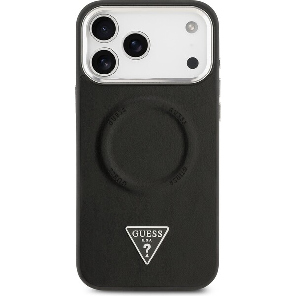 Guess-PU-Leather-Triangle-Logo-MagSafe-kryt-iPhone-17-Pro-cerny